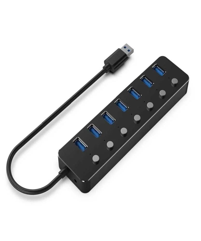 Gembird Uhb-U3p7p-01  7-Port Usb 3.1 (Gen 1) Hub With Switches  Black