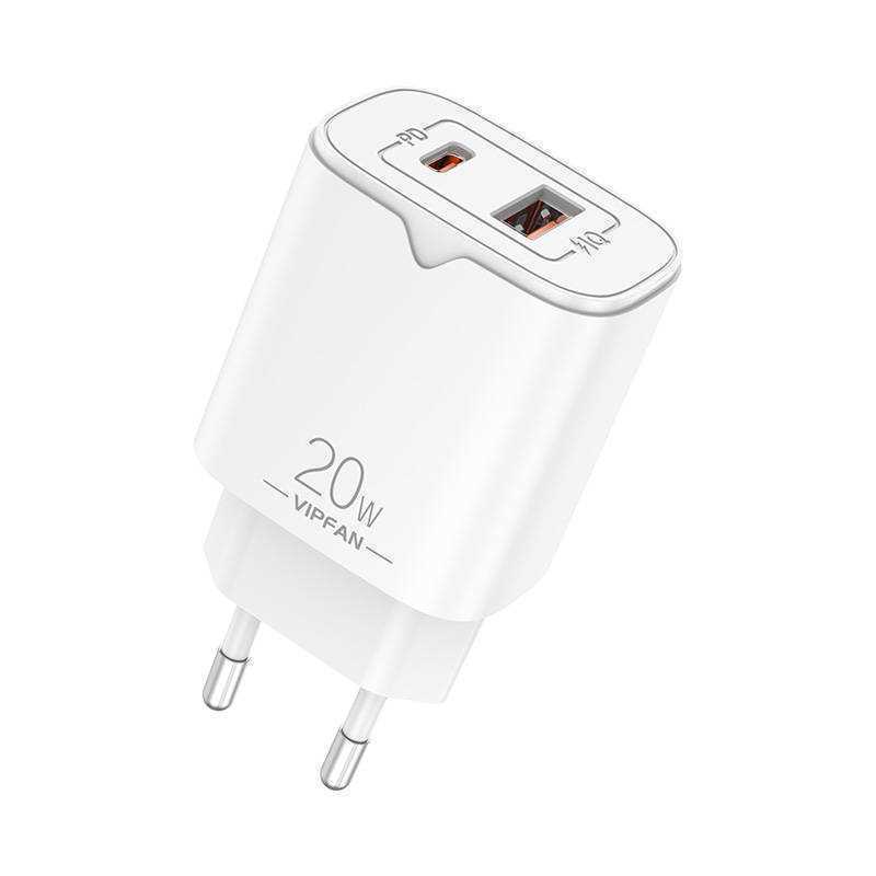 Carregador Vipfan Usb + Usb-C 20w (Branco)