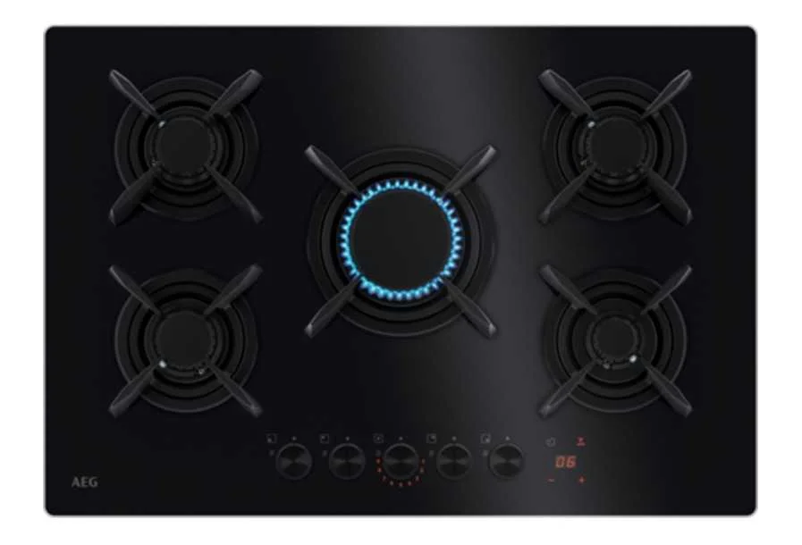Gas Hob Hkb75453nb 75cm 5 Zones (Black) - Aeg