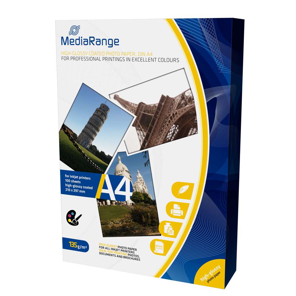 MEDIARANGE MRINK107 PAPEL FOTOGRÁFICO A4 BRANCO B.