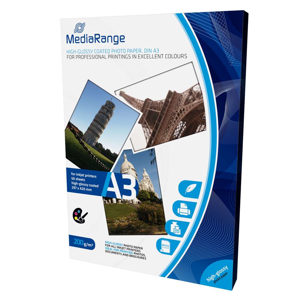 MEDIARANGE MRINK109 PAPEL FOTOGRÁFICO A3 BRANCO A.