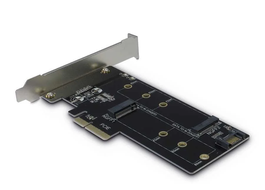 Inter-Tech Pcie Adapter Karte Kt015 Pciex4->m.2 + Sata->m.2