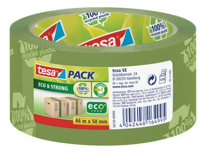 Tesapack Eco & Strong 66m 50mm Grün (Bedruckt) -Packband-
