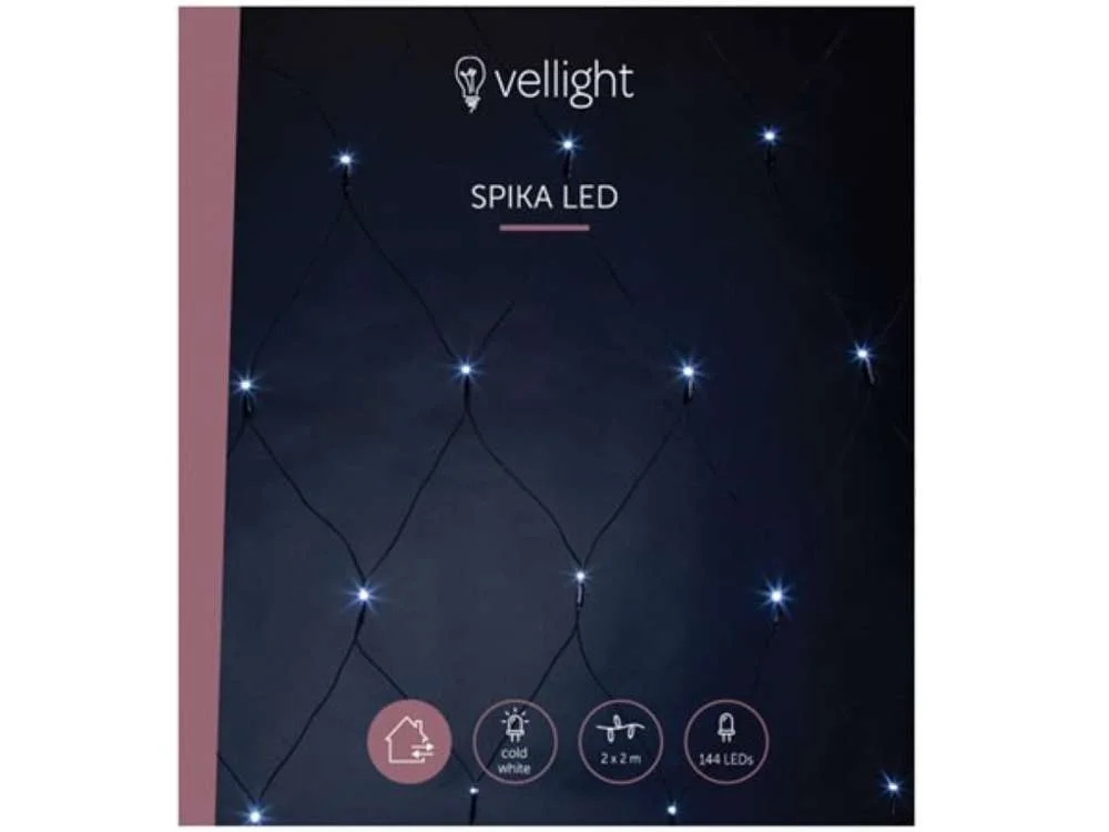 Spika LED - 2 X 2 M - 144 Lâmpadas Brancas - Fio Preto - 36 V