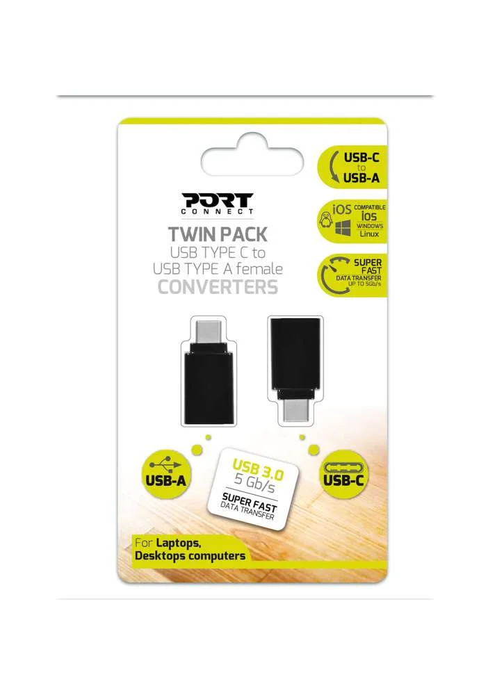 Port Designs Adapter Usb Type-C  Usb-A - Dual Pack 900142