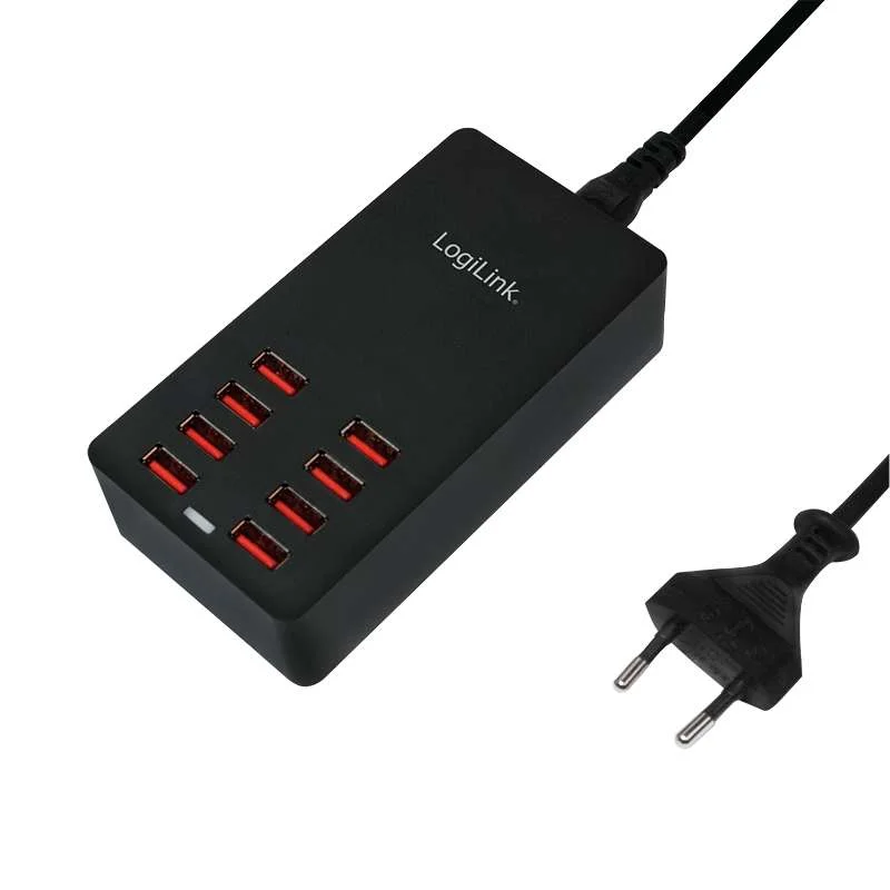 Logilink Usb Ladegerät 8 Port, 44w, Schwarz