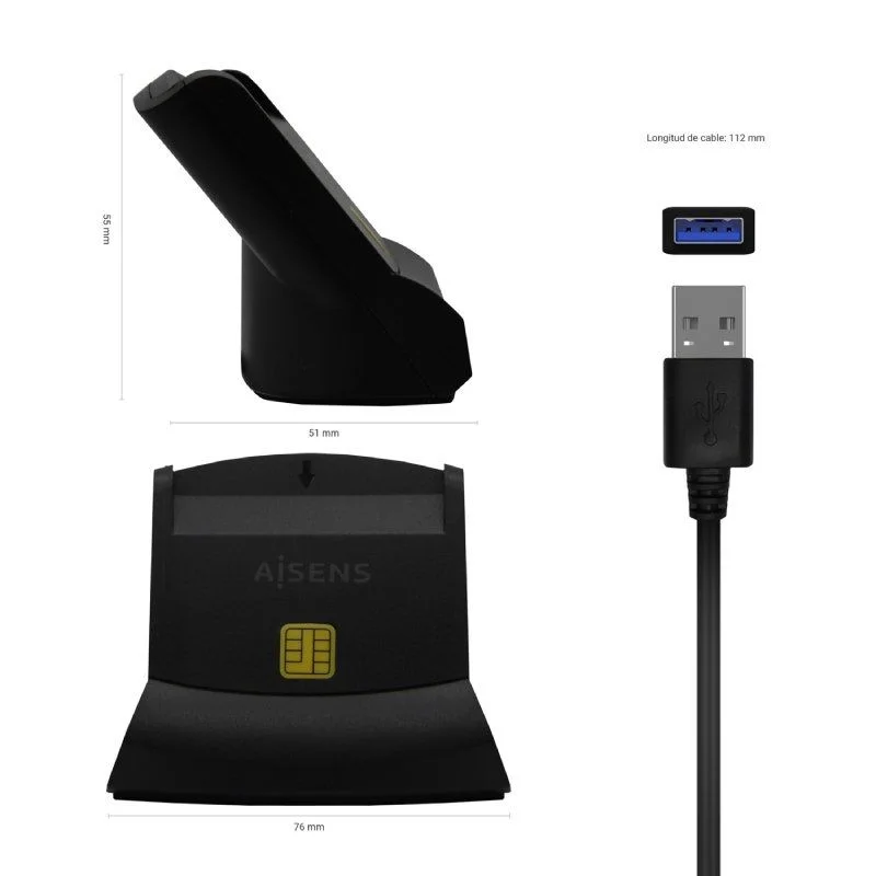 Lector de Dni Y Tarjetas Aisens Ascr-Sn05-Bk/ Neg.