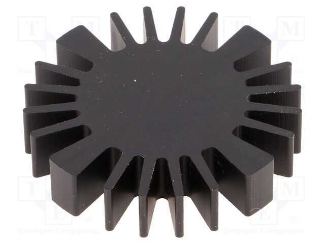 Dissipador de Cal, Led, : 50mm, H: 10mm, 2,3k/W, Preta