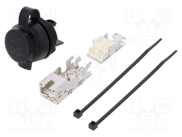Tomada Rj45, 22mm, Frontcom, -40÷70c, 22mm, Ip65, Preta