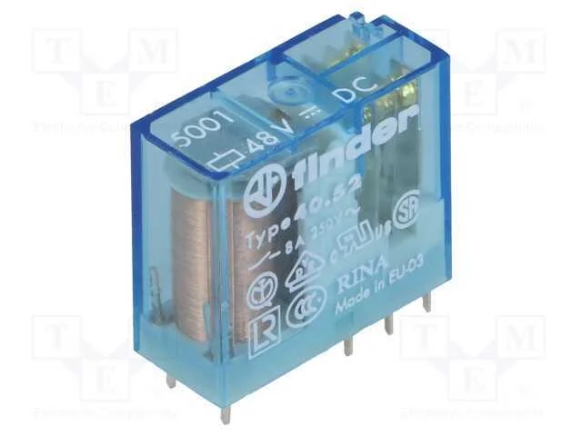 Relé: Eletromagnético, Dpdt, Ubobina : 48vdc, Icontactos Max: 15a
