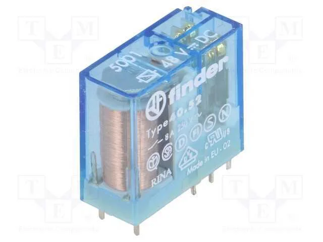 Relé: Eletromagnético, Dpdt, Ubobina : 48vdc, Icontactos Max: 15a