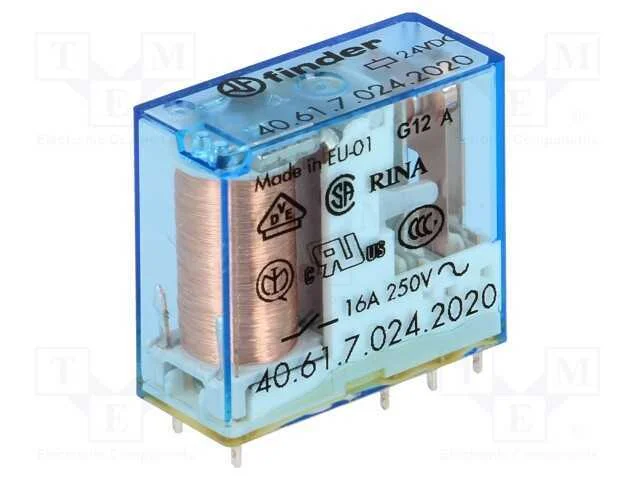 Relé: Eletromagnético, Spdt, Ubobina : 24vdc, Icontactos Max: 30a