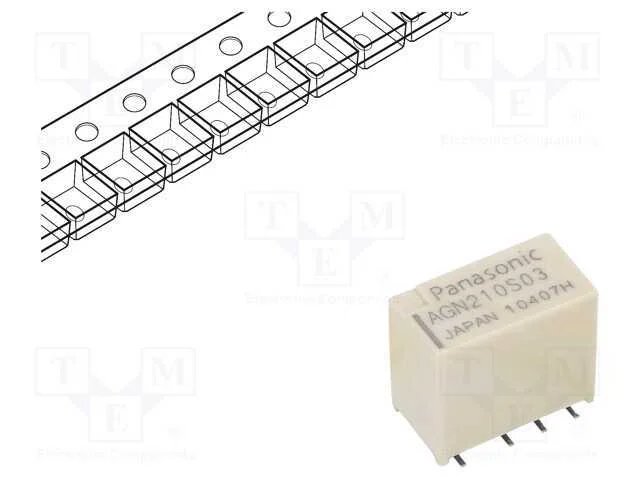 Relé: Eletromagnético, Dpdt, Ubobina : 3vdc, 1a, 0,3a/125vac, Smt