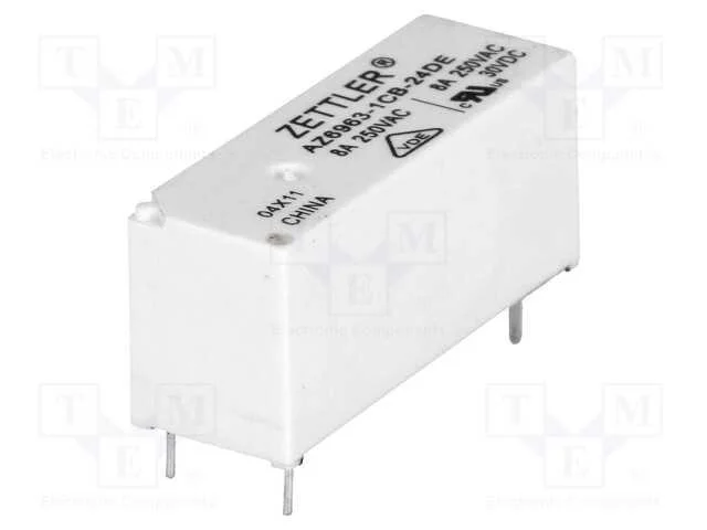 Relé: Eletromagnético, Spdt, Ubobina : 24vdc, 8a, 8a/250vac, Pcb