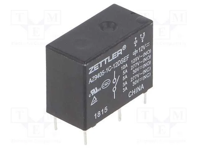 Relé: Eletromagnético, Spdt, Ubobina : 12vdc, 10a, 5a/277vac, Pcb