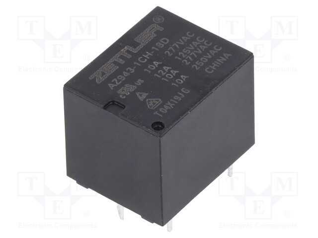 Relé: Eletromagnético, Spdt, Ubobina : 18vdc, 15a, 10a/277vac, Pcb