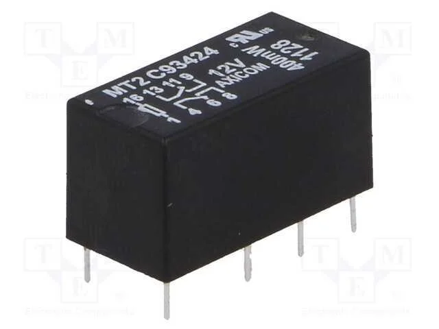 Relé: Eletromagnético, Dpdt, Ubobina : 12vdc, Max.250vac, 2a, Pcb