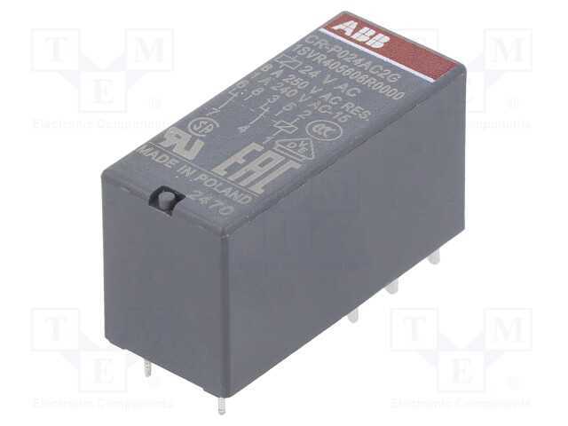Relé: Eletromagnético, Dpdt, Ubobina: 24vac, 8a, Max.250vac, Pcb