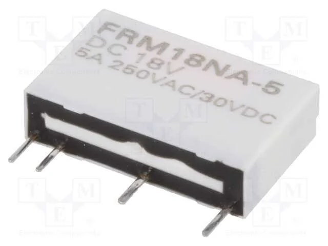 Relé: Eletromagnético, Spst-No, Ubobina : 18vdc, 5a/250vac, Pcb