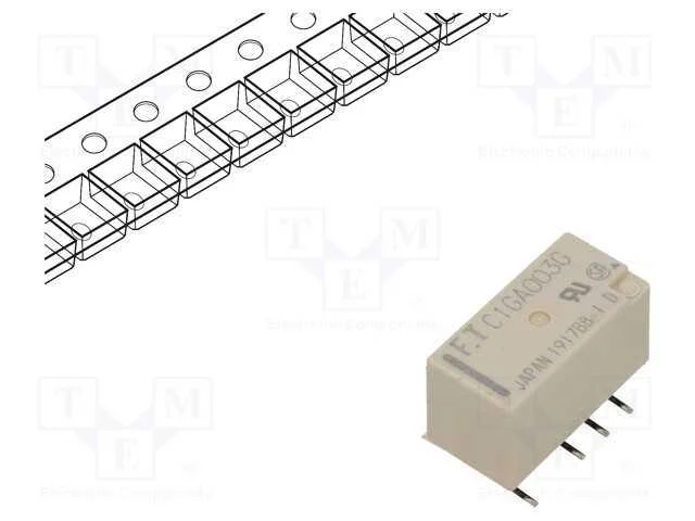 Relé: Eletromagnético, Dpdt, Ubobina : 3vdc, 2a, 0,3a/125vac, Smt