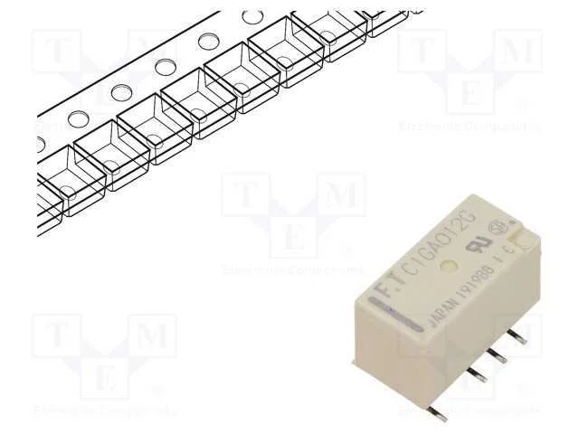 Relé: Eletromagnético, Dpdt, Ubobina : 12vdc, 2a, 0,3a/125vac, Smt