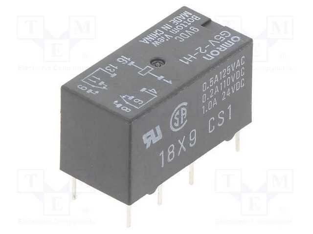 Relé: Eletromagnético, Dpdt, Ubobina : 9vdc, Icontactos Max: 2a