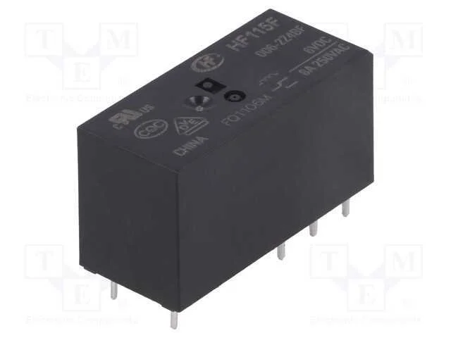 Relé: eletromagnético, DPDT, Ubobina : 6VDC, 8A, .