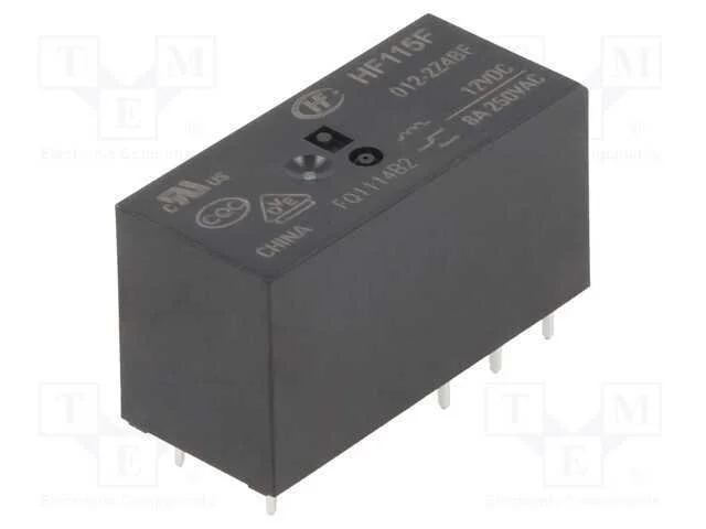 Relé: eletromagnético, DPDT, Ubobina : 12VDC, 8A,.
