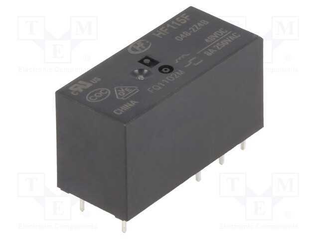Relé: Eletromagnético, Dpdt, Ubobina : 48vdc, 8a, 8a/250vac, Pcb