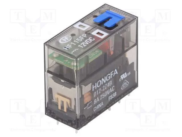 Relé: Eletromagnético, Dpdt, Ubobina : 12vdc, 8a, 8a/250vac, Pcb