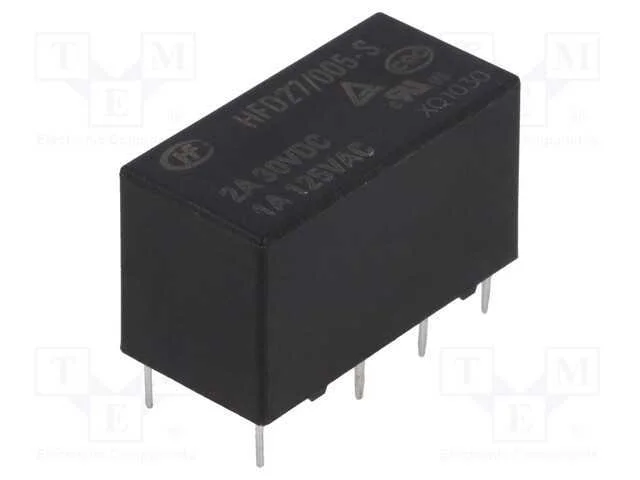Relé: eletromagnético, DPDT, Ubobina : 5VDC, 2A, .