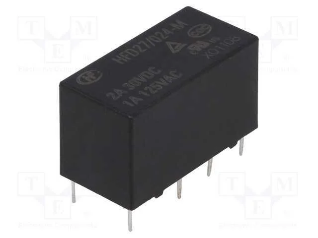 Relé: Eletromagnético, Dpdt, Ubobina : 24vdc, 2a, 1a/125vac, Pcb