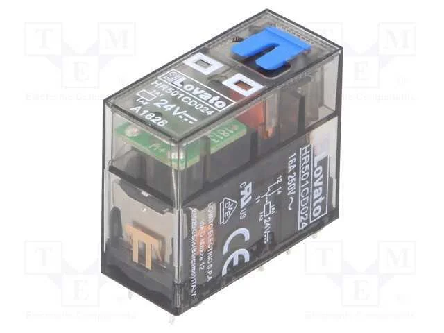Relé: Eletromagnético, Spdt, Ubobina : 24vdc, 16a, 16a/250vac, Base