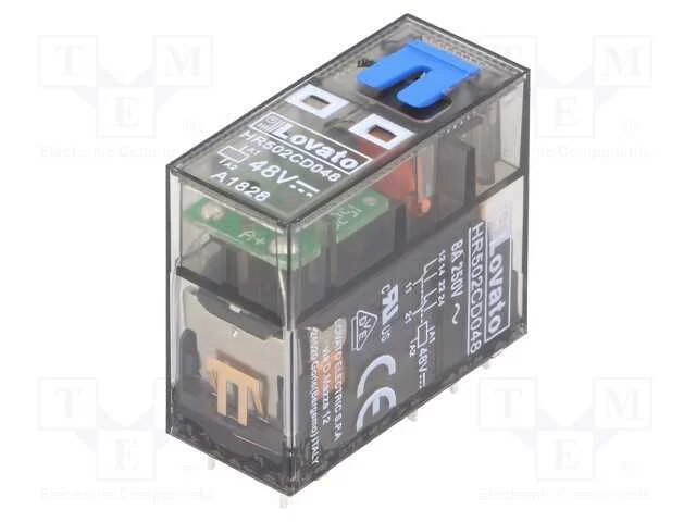 Relé: eletromagnético, DPDT, Ubobina : 48VDC, 8A,.