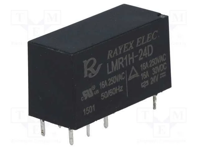Relé: Eletromagnético, Spdt, Ubobina : 24vdc, 16a, 16a/250vac, Pcb