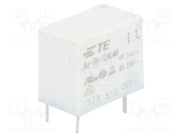 Relé: Eletromagnético, Spst-No, Ubobina : 24vdc, 8a/250vac, Pcb