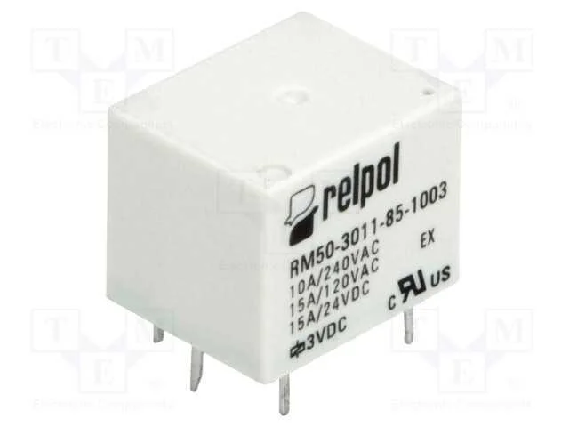 Relé: Eletromagnético, Spdt, Ubobina : 3vdc, 15a, 10a/240vac, Pcb