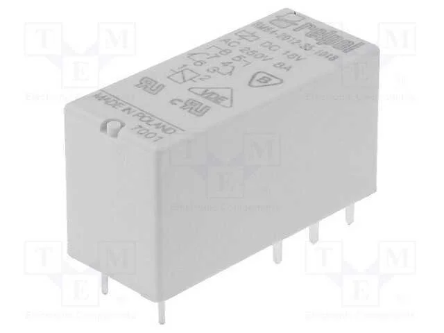 Relé: Eletromagnético, Dpdt, Ubobina : 18vdc, 8a, 8a/250vac, Pcb