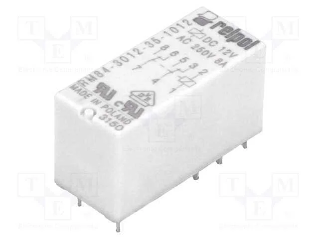 Relé: Eletromagnético, Dpdt, Ubobina : 12vdc, 8a, 8a/250vac, Pcb