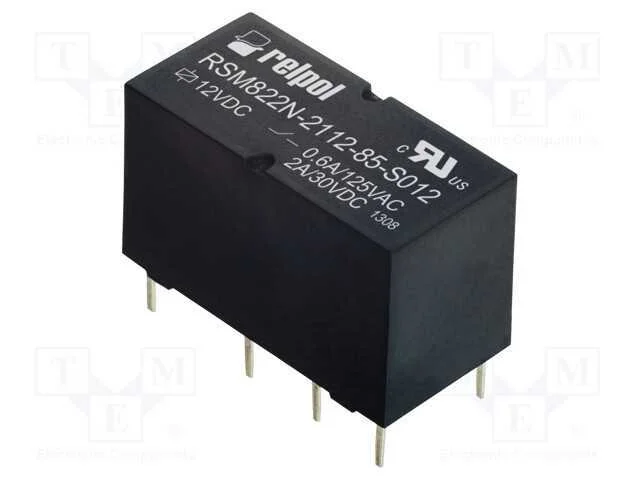 Relé: Eletromagnético, Dpdt, Ubobina : 12vdc, 2a, 0,6a/125vac, Pcb