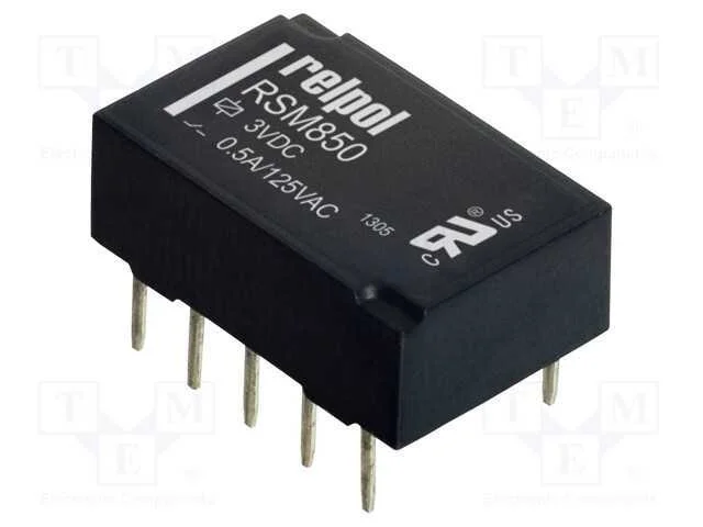 Relé: Eletromagnético, Dpdt, Ubobina : 3vdc, 2a, 0,5a/125vac, Tht