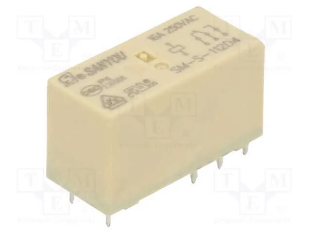 Relé: Eletromagnético, Spdt, Ubobina : 12vdc, Icontactos Max: 16a
