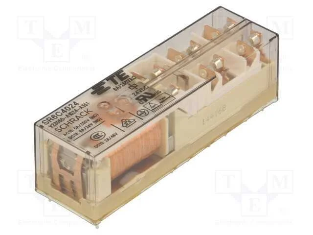 Relé: Eletromagnético, Nc + No X5, Ubobina : 24vdc, 8a, Max.400vac