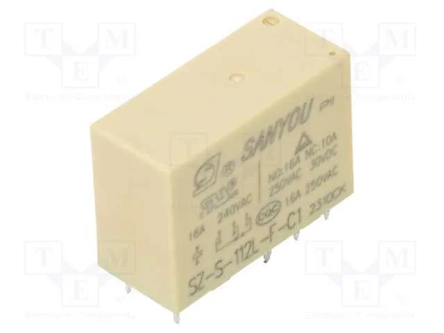 Relé: Eletromagnético, Spdt, Ubobina : 12vdc, Icontactos Max: 16a
