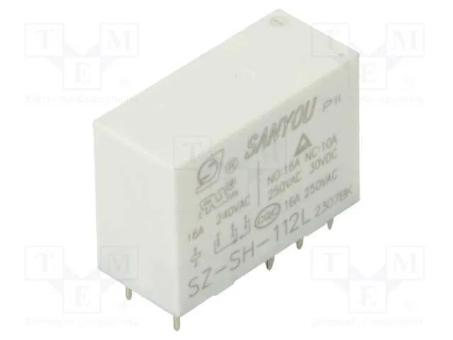 Relé: Eletromagnético, Spdt, Ubobina : 12vdc, Icontactos Max: 16a
