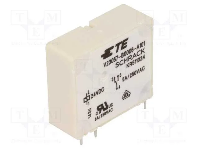 Relé: Eletromagnético, Spdt, Ubobina : 24vdc, 5a, 5a/250vac, Pcb