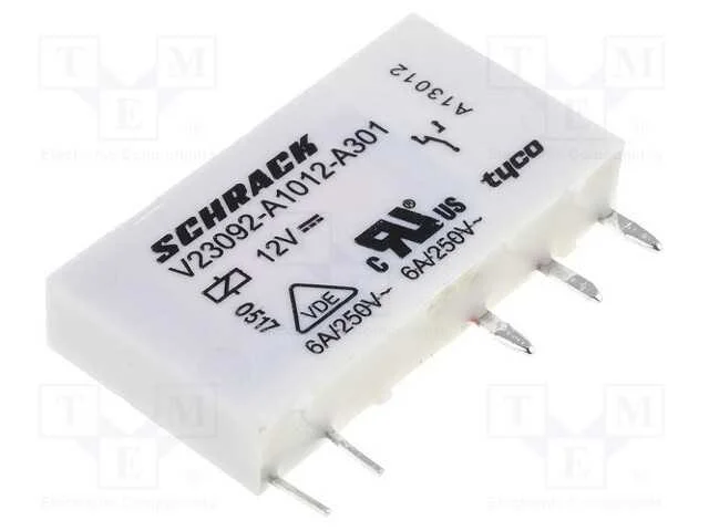 Relé: Eletromagnético, Spdt, Ubobina : 12vdc, Icontactos Max: 6a