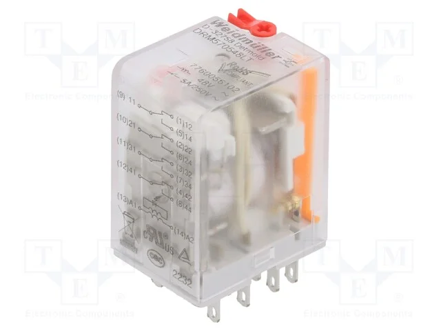 Rel&eacute;: eletromagn&eacute;tico, 4PDT, Ubobina: 48VAC, Icon.