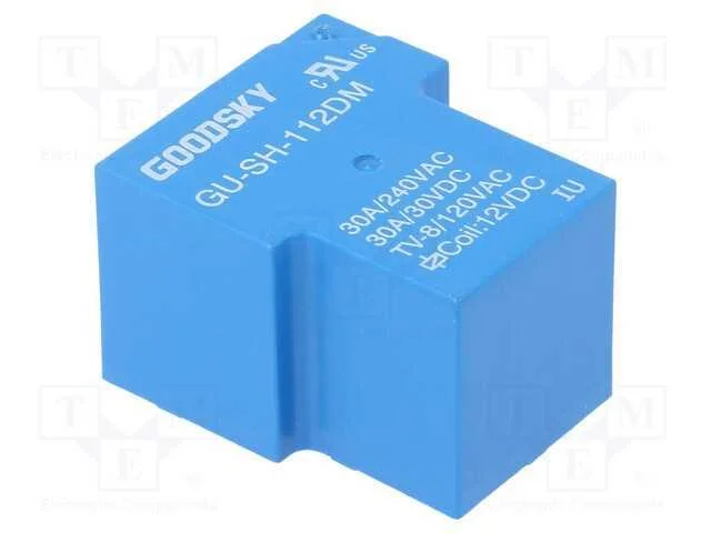 Rel&eacute;: Eletromagn&eacute;tico, Spst-No, Ubobina : 12vdc, 30a, S&eacute;rie: Gu, Pcb