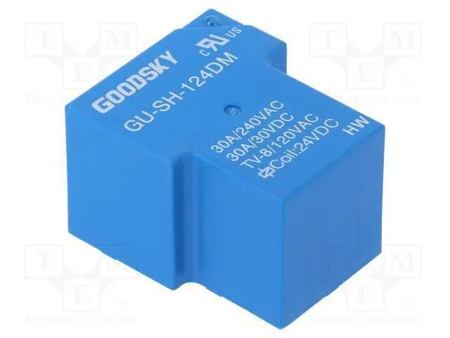 Rel&eacute;: Eletromagn&eacute;tico, Spst-No, Ubobina : 24vdc, 30a, S&eacute;rie: Gu, Pcb